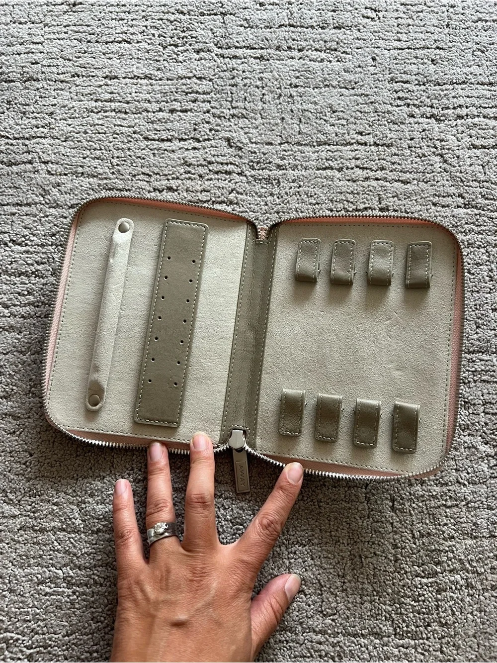 Away Blush Pink Leather Travel Jewelry Case
